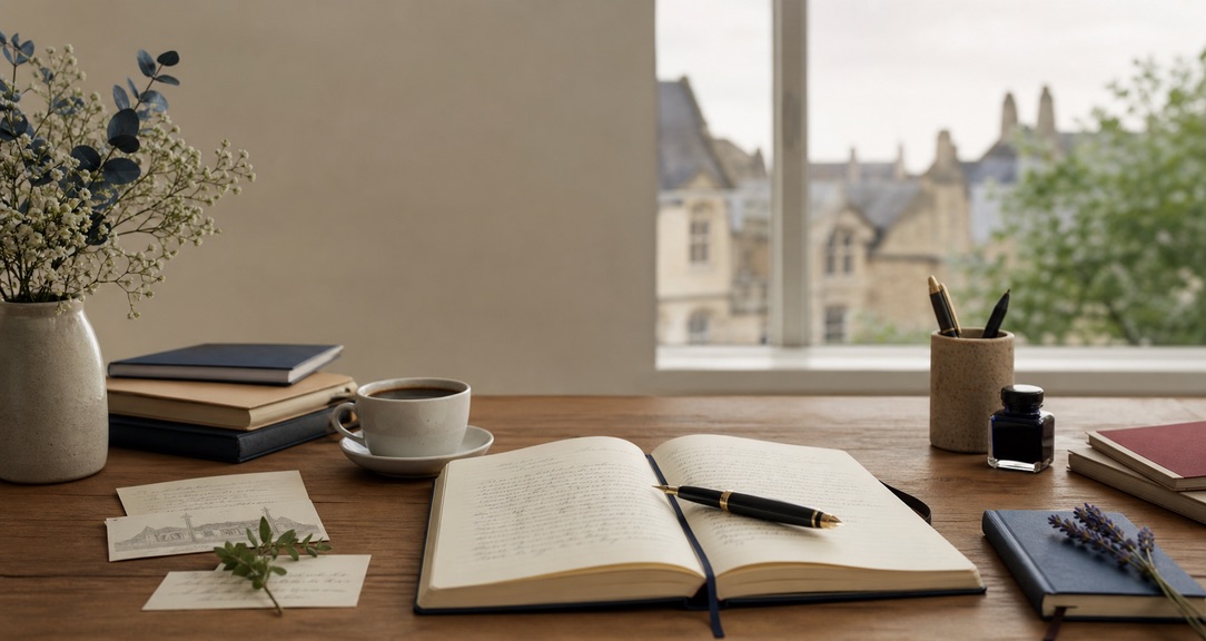 Notebook and pen for French writing practice